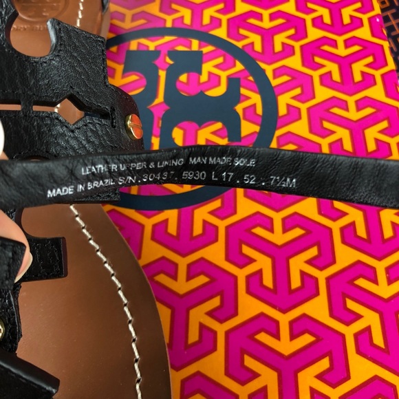 Tory Burch Phoebe Flat Thong Sandals Black Logo - Picture 4 of 8
